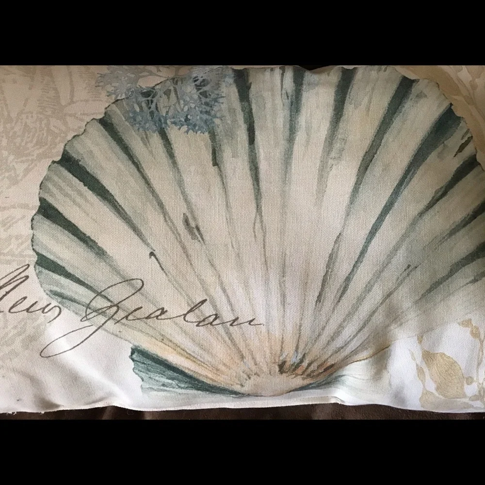 Coastal Shell Accent Pillow in Seafoam Green
